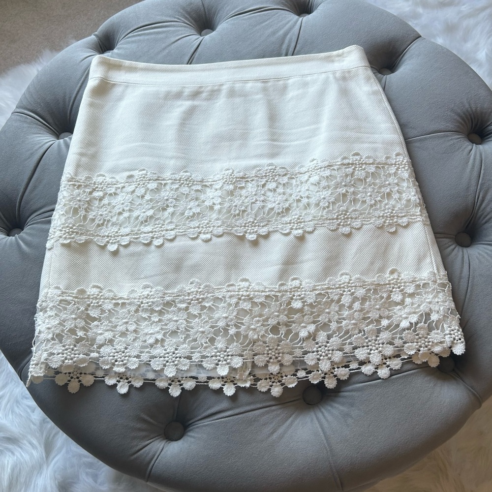 J. Crew Ivory Floral Lace Mini Skirt